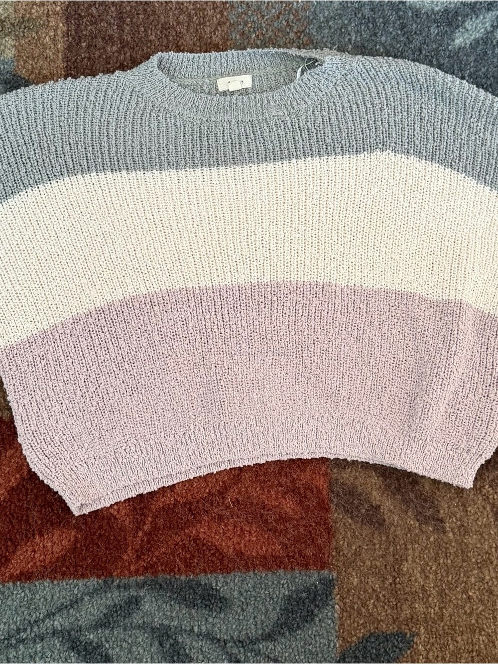debut Pastel Striped Crewneck Sweater in Blue, Cream & Light Purple